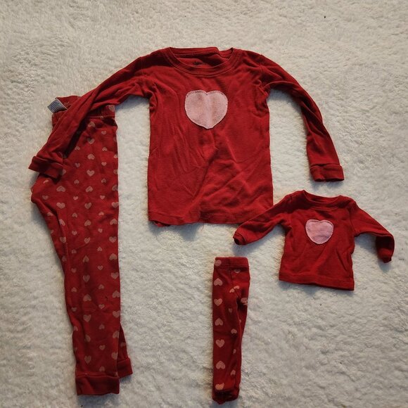Leveret Matching Girl and Doll Pajamas Size 3T‎ and Doll Red Heart Jammies - Picture 1 of 3